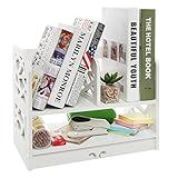 ホワイト装飾自立Bookシェルフ/ 2 Tier Stand Aloneデスクオーガナイザーインテリアシェルフ – MyGift