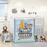 Bedtime Originals Two By Two Noah's Ark 3 Piece Crib Bedding Set, Blue/Gray [並行輸入品]