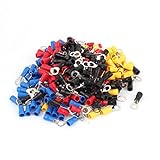 uxcell 丸型端子 リング端子 PVC 金属 クリンプスタイル 絶縁コネクター カーパワー 260個入り