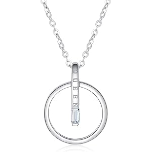 Ribivaul 丸 スティック ネックレス レディース シンプル ブランド シルバー925 CZダイヤモンド ロジウムメッキ 調整可能 大人 女性 通勤 誕生日 プレゼント ギフトボックス付き