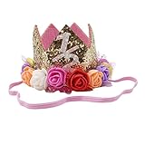 JIOLK 髪飾り こども 王冠 お花 ヘアーバンド 1歳 1/2 one ヘアピンおしゃれ ヘアアクセサリー かわいい かみかざり ハーフバースデー 誕生日 パーティ 記念日 写真 撮影