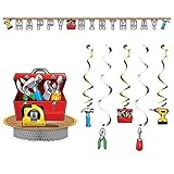 Handyman Party Pack: Jointed Banner Dizzy Danglers and Honeycomb Pop-Up Centerpiece [並行輸入品]