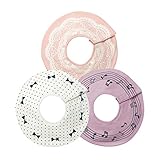 防水３６０度丸型スタイ ３柄セット レース＆リボン＆音符