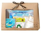 美人家 出産祝い ギフトセット （スイマーバダックイエロー/はらぺこあおむし ビタット/レッグウォーマー ベビー2点/クロニクルブックス フィンガーパペットブック 合計5点セット） (ベビーフィッシュ