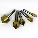 5 PC 90 ° 1 フルートエッジチタン皿穴バリ取り面取りドリルビットが設定されています