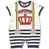 BABYDOLL（ベビードール） レインボーフェイクサスペンダー半袖ロンパース 子供服 ベビー 80cm ネイビー