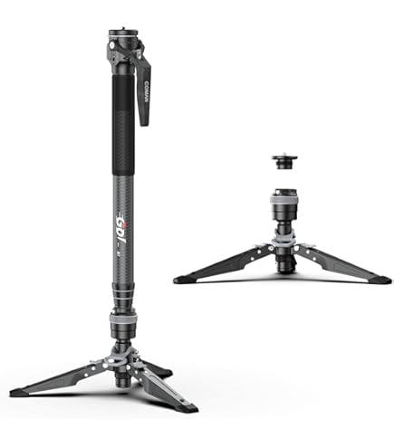 Amazon | COMAN M1V5 カメラ一脚 ワンクリックリフティング一脚 足付き
