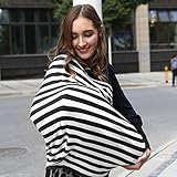 Duomishu 5in1 授乳ケープ ベビーカーカバー ショッピングカートカバー スカーフ ハイチェアカバー ストレッチ素材のマルチカバー 多機能 防風 プレゼント（ストライプ）