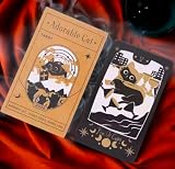 愛らしい猫のカード,アドラブル・キャット タロットカード、78枚セット、ブラック＆ゴールドデザイン、10cm×6cmポケットサイズ [並行輸入品]