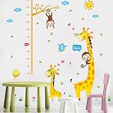 Flowers Vine Butterfly Wall Stickers Cartoon Animals Height Measurement Photo Frames Removable Wall 