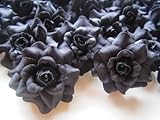 ( 24 )シルクブラックローズフラワーヘッド – 1.75 " – 人工花ヘッドファブリック花柄Supplies卸売ロットのウェディング花アクセサリーにブライダルヘアクリップヘッドバンドドレス