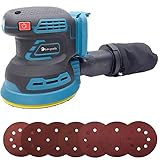 マキタ互換品 充電式 ランダム オービット サンダー ブラシレス サンダ 工具 小型 125mm 研磨 サビ落とし 集塵 集じん ポリッシャー コードレス 電動 18V バッテリー 対応 ※ 充電器 バッテリー 別売り (本体+サンドペーパーセット)
