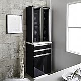 【開梱設置付き】日本製 幅60cm 高さ200cm ダイニングボード ブラック 完成品