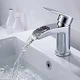 洗面蛇口　洗面水栓　洗面用 滝水流 シングルレバー 混合水栓 手洗いボウル 滝吐水