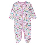 Mother Nest 足つき ロンパース カバーオール 前開き 長袖 女の子 ベビー服 秋冬用 ピンク コットン100％ ロンパース1枚 (9～12ヶ月, 杯柄)