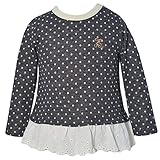 2016年 秋冬 UZULAND ウズランド ジャガード天竺 ドット 裾レース 長袖Ｔシャツ スミクロ◇95cm