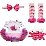(フィーショー)FEESHOW　ベビーちゃん　新生児　カワイイ半袖ワンピース　チュチュスカート　ベビー服 ベビーちゃんワンピース風ロンパース　オシャレガール　0-9ヶ月　４点セット退院　出産祝い　お出
