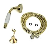 Homedec新しい真鍮Ceramics電話ハンドヘルドシャワーセット、Inlcuded (手ヘッド+ホース+真鍮ホルダー) in Packed HSH-06-BRS-GOL-000-03