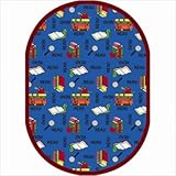Joy Carpets Kid Essentials Language & Literacy Oval Bookworm Rug Blue 7'8 x 10'9 [並行輸入品]