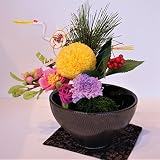 お正月アレンジ和風 造花 和風アレンジ プリザとシルクフラワーアレンジ 鶴付きアレンジ ケース付き コースター付き