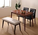 スラッとしたフォルムが美しいダイニング4点セット 天然木 引き出し付 【テーブル1＋チェア2＋ベンチ1】 (【テーブル幅115cm】, チェア：ブラック2脚、ベンチ：ホワイト1台)