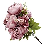 Kesoto シルク製　人工　牡丹　結婚式/ホーム/パーティー用　装飾　造花　花束　絶妙　ロマンティック　おしゃれ　デコレーション　全4色 - 淡いピンク