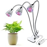 優品屋 植物育成LED ライトスタンドランプ クリップ式 15W 3つヘッド 全スペクトル 青 赤 室内栽培 360度回転 省エネルギー 低消耗電力