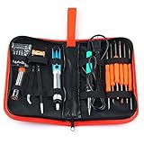 VERY100 ハンダゴテ 電子はんだこてセット 半田ごて 電気ハンダゴテ ダイヤル式 温度調節可能（200～450℃) 60W 110V 電子工作/オーディオ/AV機器などに 収納ケース付き