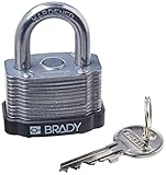 Brady 143136 Black Key Retaining Steel Padlock, 1-1/5 Height, 1-5/16 Width, Black by Brady