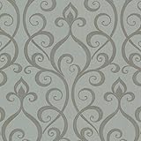Beacon House 484-68029 Demeter Sage Glamorous Ogee Scroll Wallpaper, Sage [並行輸入品]