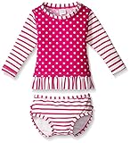 ラッフルバッツ RuffleButts 水着 ラッシュガード ビキニ Berry Striped Polka Long Sleeve Rash Guard Bikini 6-12m 紫 ナイロン スパ