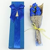 ヤスダ 大切な方へ お花 バラ 造花 5本 セットギフト プレゼント 薔薇 花束 (ブルー)