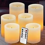 Flameless Candles – バッテリーcandles-battery Poweredクラシックピラー光学ファイバーWick Real Wax Candle Set ( 3 " x3 " /