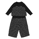 プティマイン（petit main） ドットビスチェレイヤード風Tシャツ×パンツセット【クロ/100(003)】