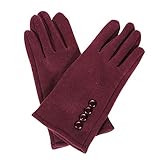 (サンライン)Sun Line おしゃれデザイン あったか手袋 レディース スマホ ４個のボタン 帯毛の 寒い季節の必需品 (ブラック) (ブラック)