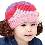 【SEBLES】 ベビー ガールズ フェイク おだんご キュート ニット帽 赤ちゃん 6カ月 ～ 4歳 全5色 サイズ 46cm ～ 52cm クロスセット (Ｅタイプ)