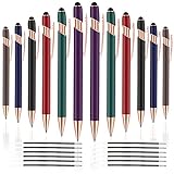 FIRCRE 2イン1 スタイラス 格納式ボールペン スタイラスの先端付き 1.0mm ブラックインク メタルペン タッチスクリーン 12本 リフィル12本 詰め替え12本 ミックスカラー 12本