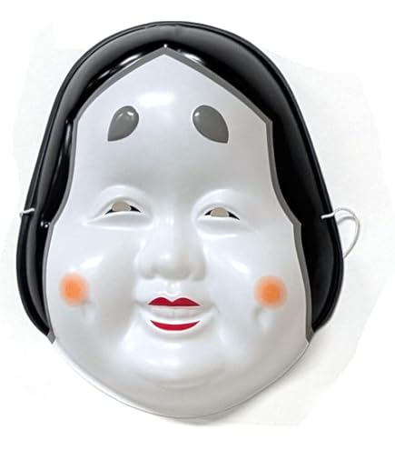 Amazon.co.jp: 木製彫刻おかめお多福能面面お面能楽鬼神鬼面彫刻木工芸