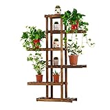 Plant shelf 木製の棚ソリッドウッドフラワーラック6非対称木製フラワーポットラックの階段リビングルームバルコニーストレージシェルフ（3色） Flower racks ( 色 : A )