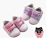 LAZA ベビーキッズ 男女共用 キャンバス靴 子供靴 ベビーシューズ スニーカー 通学 カラー ピンク　紫 (内存11.5cm, ピンク)