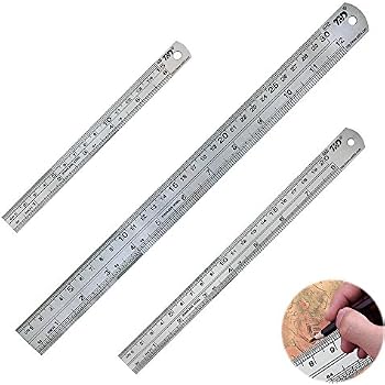 Amazon | ステンレス直尺 定規 300mm（大）x1、150mm（小）x1、 2本セット「ミリメートルとインチの交換表付き」 | 定規 ...