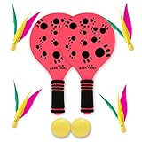 (pink) - Babe Fairy Racket Game-Wooden Paddles Set-Beach Racquets Toys for Kids/Adults-Family Leisur