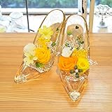 [florence du]プリザーブドフラワー プリンセスハイヒール 2足セット イエロー クリアケース付 ガラスの靴 婚約 プロポーズ 結婚祝い 結婚記念日