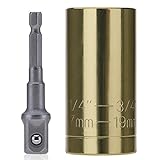 2PCS/セット　万能ソケット ユニバーサル ソケットレンチ( 7～19mm）グリッパー & ドリルアダプター　ゴールド