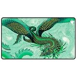 Ultra PRO - Tarkir Dragonstorm Teval 美徳の魔術黒ステッチプレイマット マジック:ザ・ギャザリング | ゲームテーブルマット、カードゲームアクセサリー、TCGプレイマット、卓上ゲームマット、TCGゲームマット