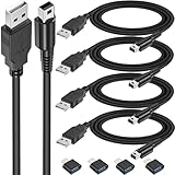 Xiatiaosann 3DS USB充電ケーブル4本、New 3DS XL/New 3DS/New 2DS XL/New 2DS/2DS XL/2DS/DSi/DSi XL用交換用電源充電コード、静電容量ペンUSB-Cタイプアダプター付き