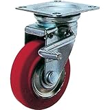 ヨドノ プレス製自在金具ブレーキ付赤ゴム車 130φ RWJB130 プレート式ゴムキャスター(軽・中荷重用)