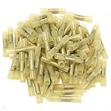 100Pcs Yellow 12-10Awg Heat Shrink Butt Wire Crimp Connector