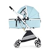(Newox) 両対面ベビーカー ベビーカー 軽い 6.2KG ハイシート 片手開閉タイプ 通気窓付き大型日よけ (水色)