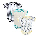 Sofie &サム・有機コットン3パックコンボベビーボディスーツワンジーロンパースfor Age 9 to 12 Months – アンカーで海、Pasly &スペース